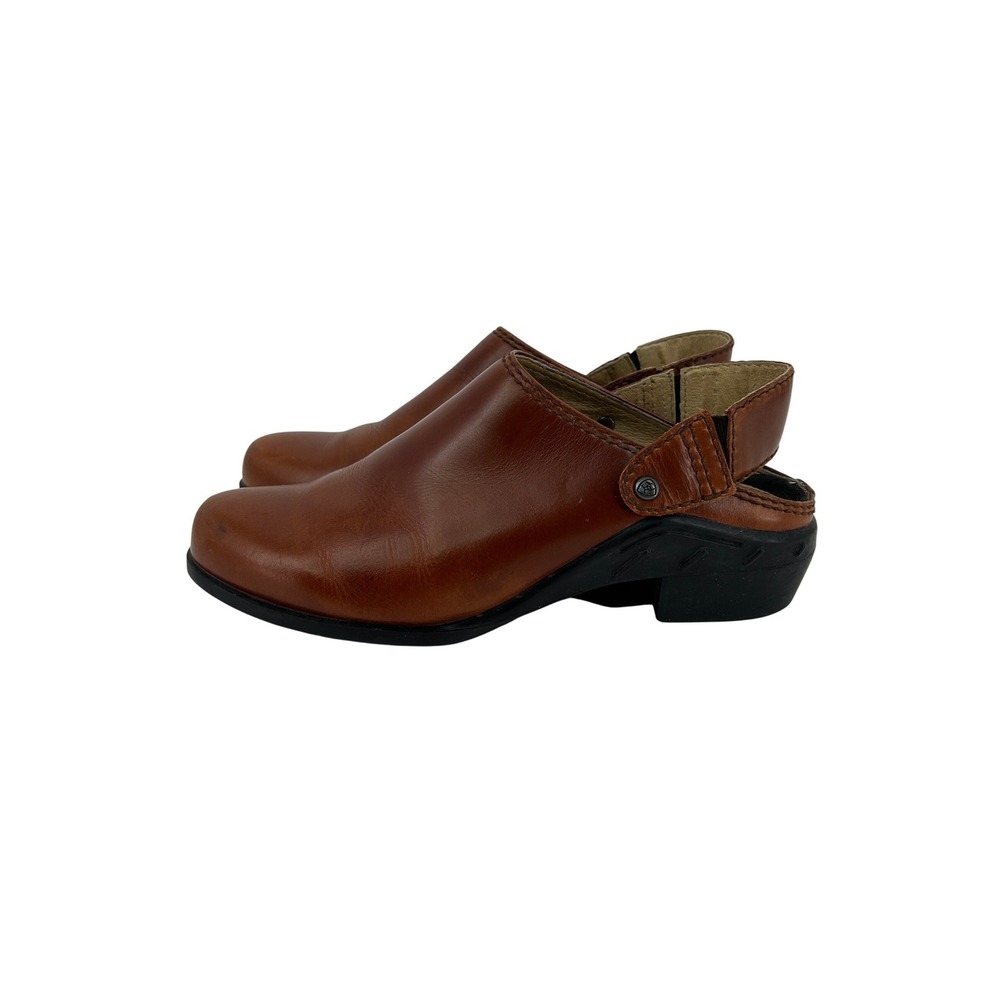 Ariat Chestnut Brown Leather Mules Sling Backs Clogs Size 7.5 B Women's